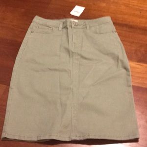 Army green jean skirt